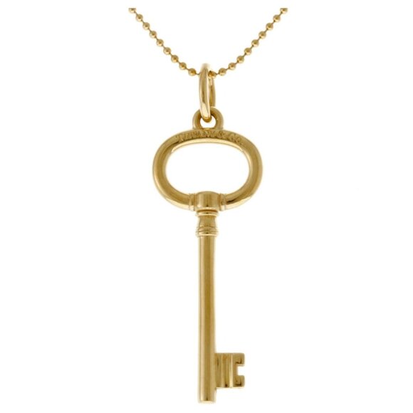 Tiffany & Co. 18K Yellow Gold Small Oval Key Pendant Necklace - Picture 1 of 4